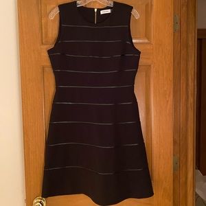 Black Calvin Klein Faux Leather Striped Dress